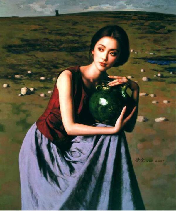謝楚余 女性人物 油彩 手描き 70×100cm 讓男人心動女人心碎的謝楚余油畫作品欣賞（里昂先生提供