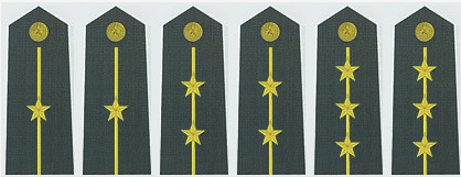 军官军衔从小到大是:     一杠一星是少尉 一杠二星是中尉 一杠三星是