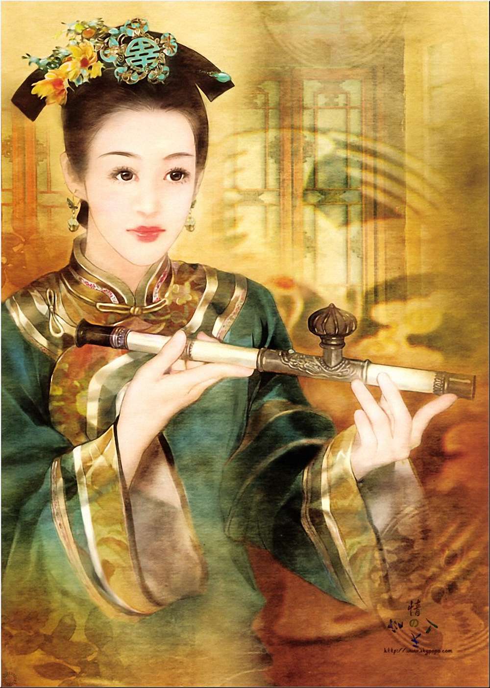 精美手绘宫女图寂寞宫廷春欲晚冷落庭苑锁清秋